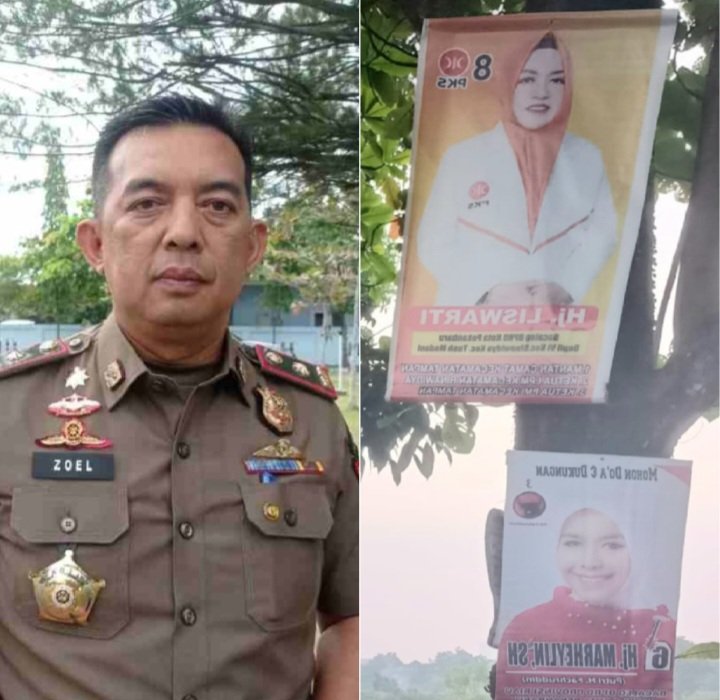 Terpampang Dipohon, Satpol PP Pekanbaru Pereteli Poster CalegÂ 